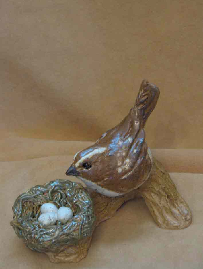 Wren with Nest